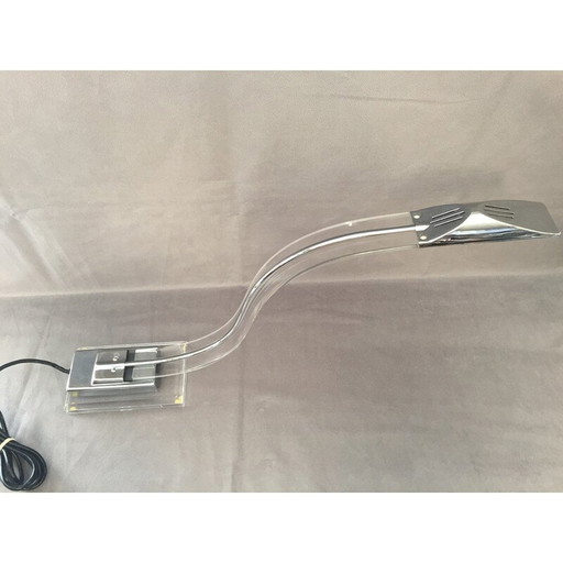 Vintage Cobra bureaulamp in luciet en verchroomd metaal, Italië 1980