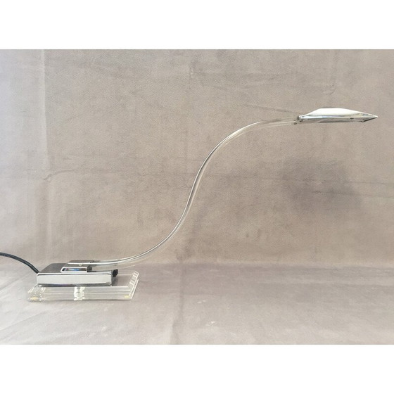 Image 1 of Vintage Cobra bureaulamp in luciet en verchroomd metaal, Italië 1980