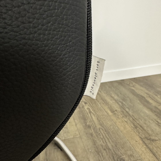 Image 1 of 4X Luxe Bert Plantagie Eetkamerstoelen / Zwart Leder / Zgan