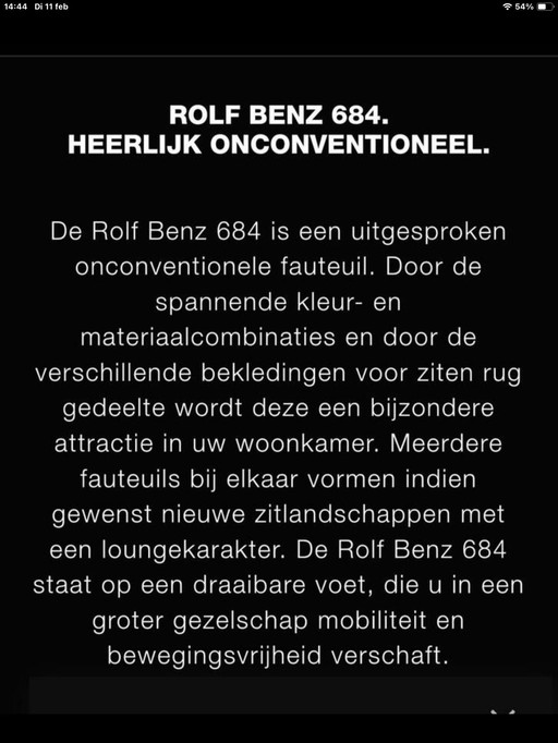 Rolf Benz 684 Lederen Draaifautteuil + Poef