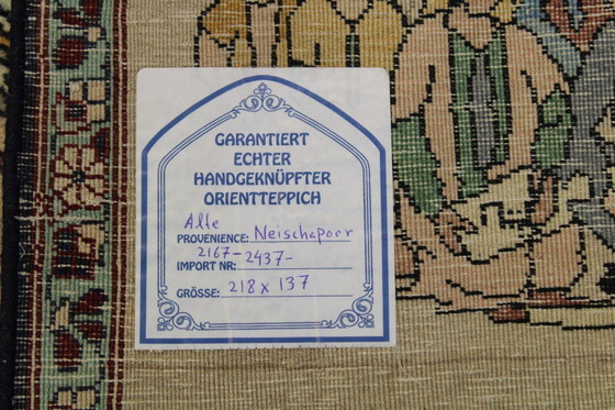 Image 1 of Origineel Tabriz Perzisch Tapijt Beeldmotieven Oud 218 X 137 Cm