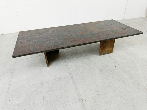 Image 1 of XL Brutalist stenen salontafel, jaren 70