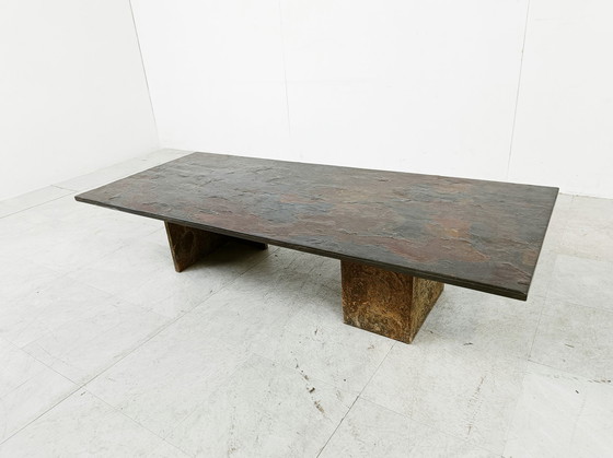 Image 1 of XL Brutalist stenen salontafel, jaren 70