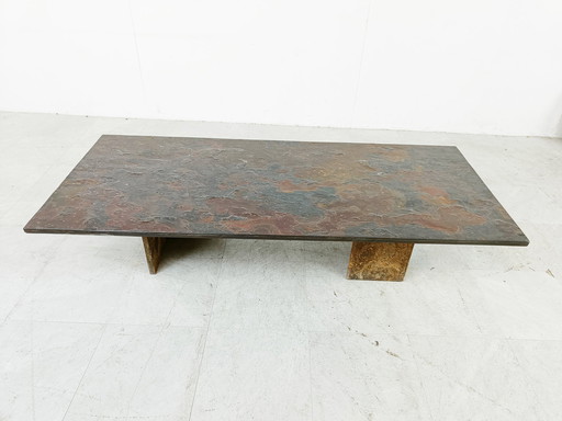 XL Brutalist stenen salontafel, jaren 70