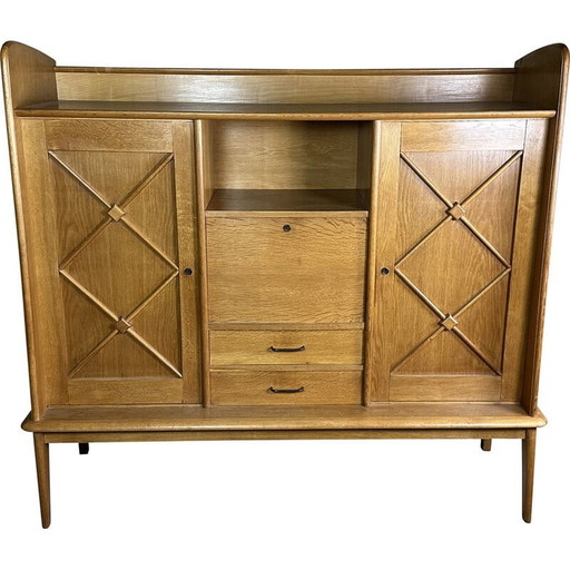 Vintage eikenhouten secretaire, 1950