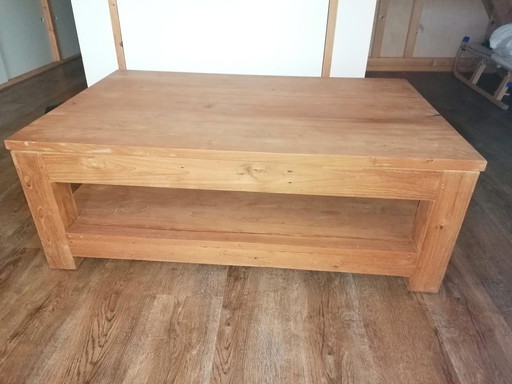 1X Teakhoutensalontafel Met Onderblad