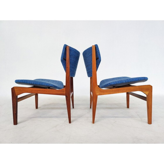 Image 1 of Paar vintage fauteuils met paar bijpassende voetenbanken, Italië 1960