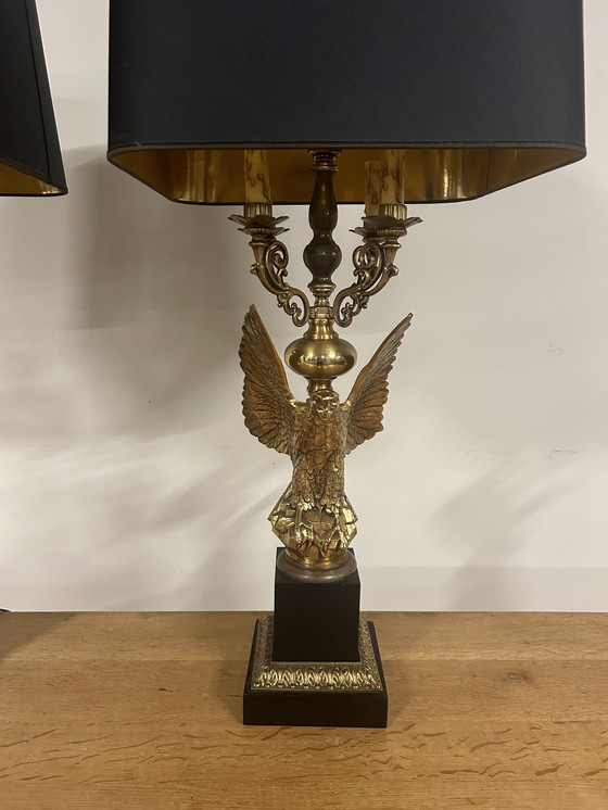 Image 1 of 2 Vintage Hollywood Regency Eagle Tafellampen Van Deknudt