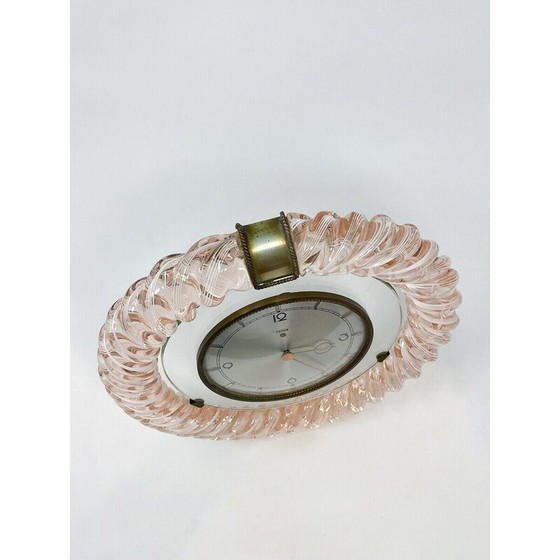 Image 1 of Mid-eeuwse Art Deco tafelklok van Murano glas, 1950