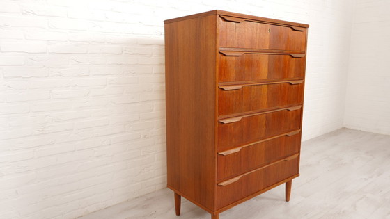 Image 1 of Vintage Deense Ladekast | Teak | 6 Lades | 121 Cm