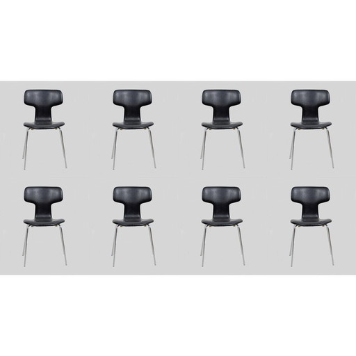 Set van 8 vintage T-stoelen van Arne Jacobsen van Fritz Hansen, jaren 1960