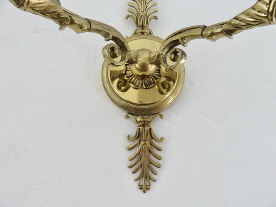 Image 1 of Appliques Lucien Gau, Parijs, Frankrijk, Model "Aux Cygnes", Brons Verguld met Helder Goud en Kristal