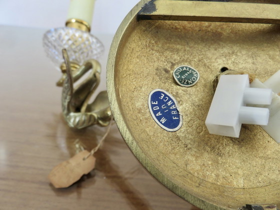 Image 1 of Appliques Lucien Gau, Parijs, Frankrijk, Model "Aux Cygnes", Brons Verguld met Helder Goud en Kristal