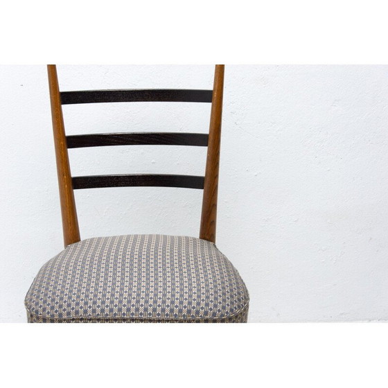 Image 1 of Set van 4 vintage beukenhouten en stoffen eetkamerstoelen van Josef Pehr, Tsjecho-Slowakije 1940