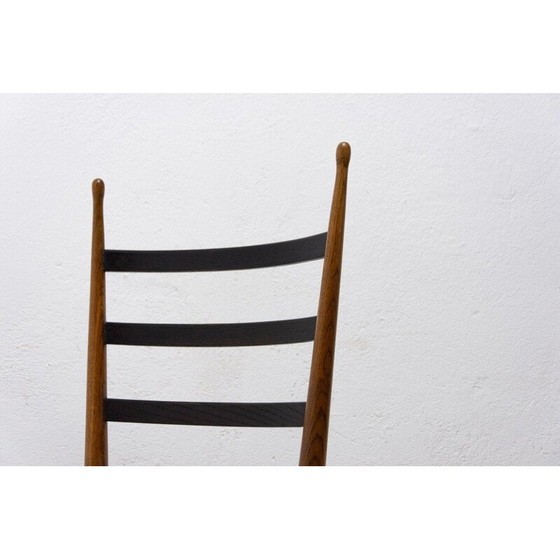 Image 1 of Set van 4 vintage beukenhouten en stoffen eetkamerstoelen van Josef Pehr, Tsjecho-Slowakije 1940