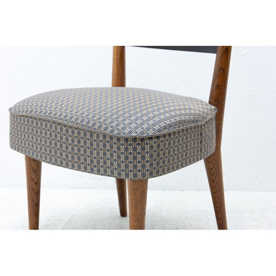 Image 1 of Set van 4 vintage beukenhouten en stoffen eetkamerstoelen van Josef Pehr, Tsjecho-Slowakije 1940
