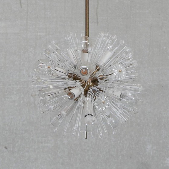 Image 1 of Oostenrijkse mid-century glas en messing hanglamp van Emil Stejnar voor Rupert Nikoll, 1950