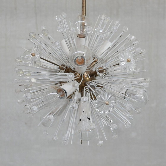 Image 1 of Oostenrijkse mid-century glas en messing hanglamp van Emil Stejnar voor Rupert Nikoll, 1950