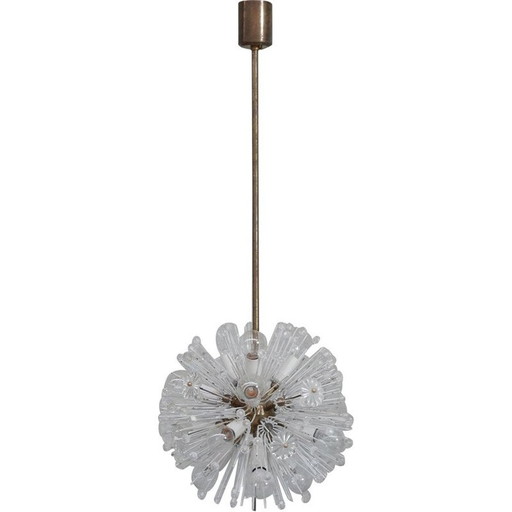 Oostenrijkse mid-century glas en messing hanglamp van Emil Stejnar voor Rupert Nikoll, 1950