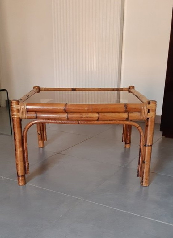 Image 1 of Rotan en bamboe salontafel 1960 / 1970