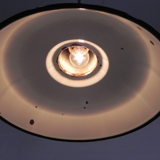 Image 1 of Vintage hanglamp met geëmailleerde stalen kap
