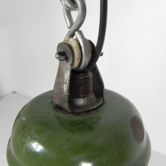 Image 1 of Vintage hanglamp met geëmailleerde stalen kap