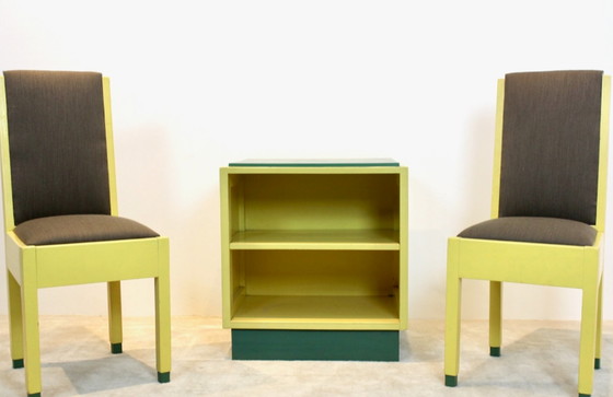 Image 1 of Modernisme stoelen en kabinet van Jan den Drijver voor 'De Stijl