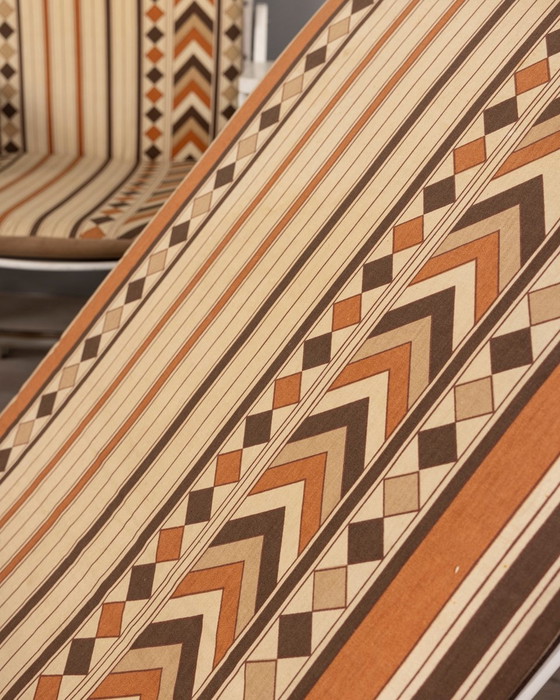 Image 1 of Vintage 70S stoffen ligstoel en trolley set door Clara Agnelli voor Reguitti