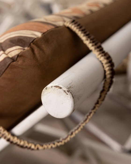 Image 1 of Vintage 70S stoffen ligstoel en trolley set door Clara Agnelli voor Reguitti