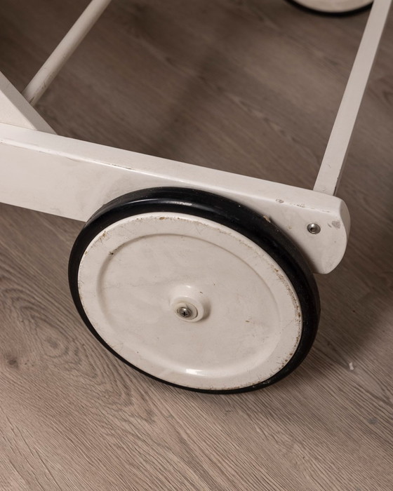 Image 1 of Vintage 70S stoffen ligstoel en trolley set door Clara Agnelli voor Reguitti