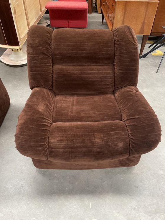 Image 1 of Italiaanse design loungestoelen in bruin fluweel van Mimo Padova