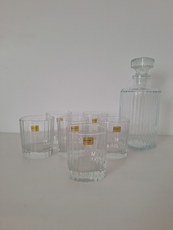 Image 1 of Gestreepte whiskyglazen en karaffen