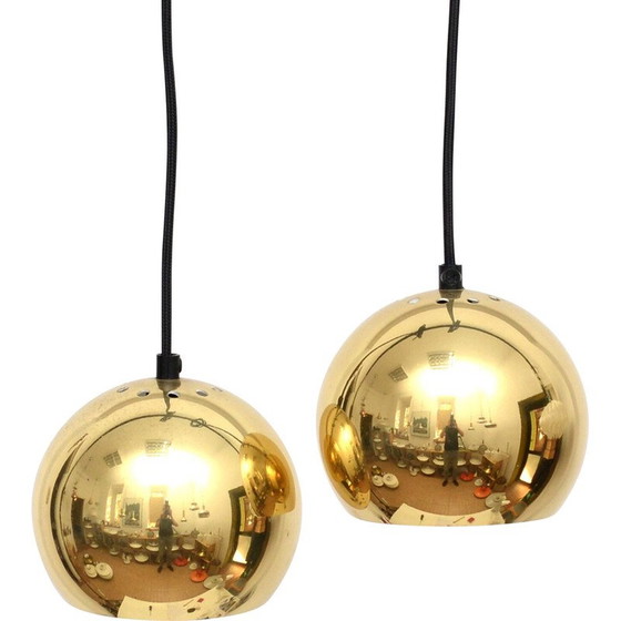 Image 1 of Paar vintage koperen lampen, Denemarken 1960