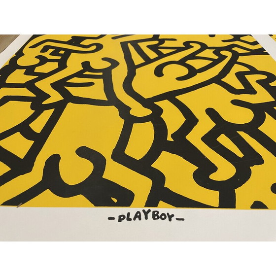 Image 1 of Vintage zeefdruk poster van Keith Haring voor Playboy