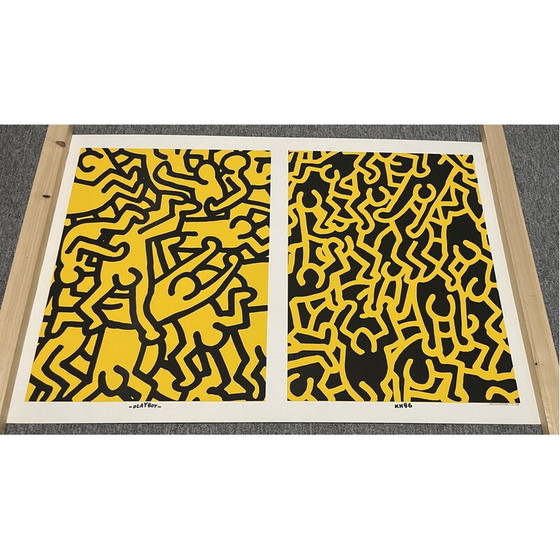 Image 1 of Vintage zeefdruk poster van Keith Haring voor Playboy