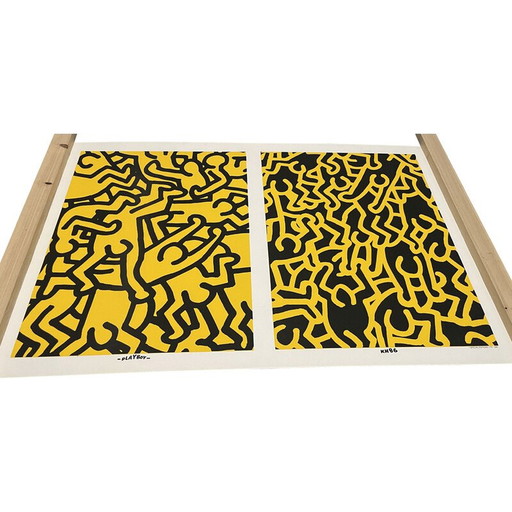 Vintage zeefdruk poster van Keith Haring voor Playboy