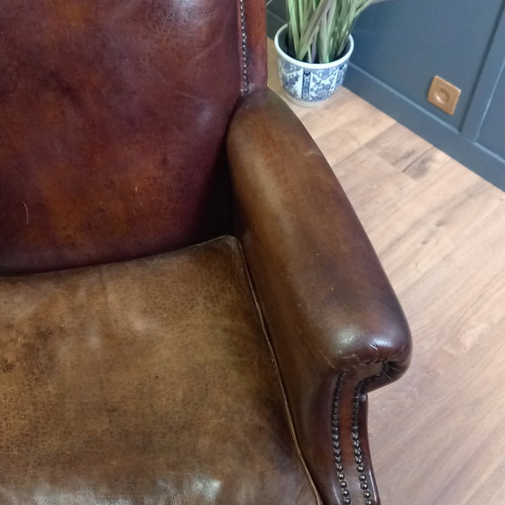 Image 1 of Tijdloze Schapenleren Clubfauteuil In Art-Deco Stijl