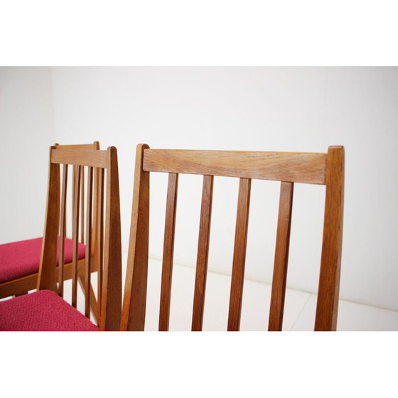 Image 1 of Set van 4 vintage stoelen van hout en stof, Tsjecho-Slowakije 1960
