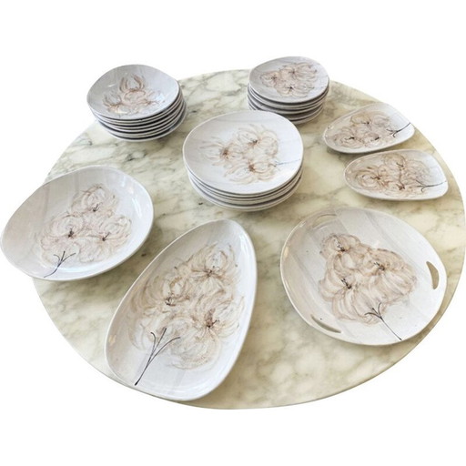 Set van 30 stuks vintage servies in aardewerk van Pornic