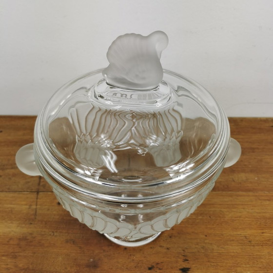 Image 1 of Vintage Serveerschaal Van Kristal Glas Met Deksel, Glazen Schaal