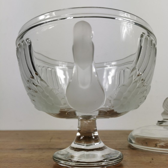 Image 1 of Vintage Serveerschaal Van Kristal Glas Met Deksel, Glazen Schaal