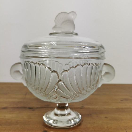 Image 1 of Vintage Serveerschaal Van Kristal Glas Met Deksel, Glazen Schaal