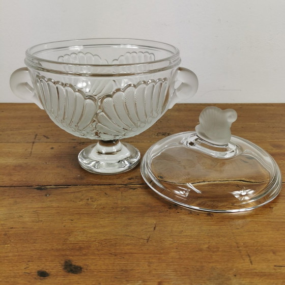 Image 1 of Vintage Serveerschaal Van Kristal Glas Met Deksel, Glazen Schaal