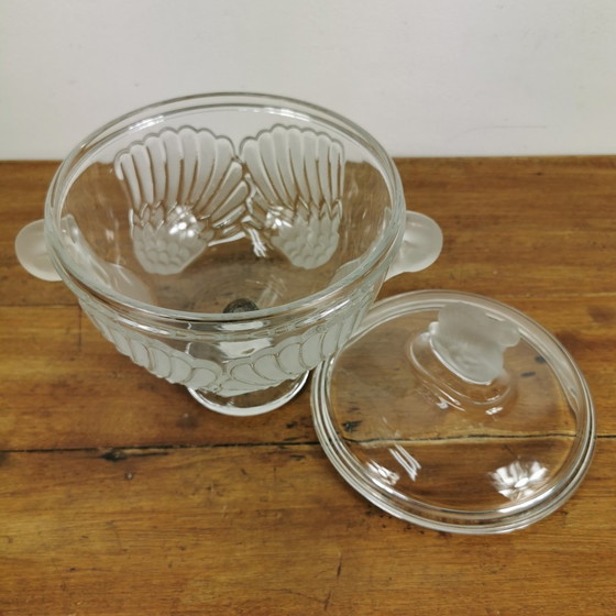 Image 1 of Vintage Serveerschaal Van Kristal Glas Met Deksel, Glazen Schaal