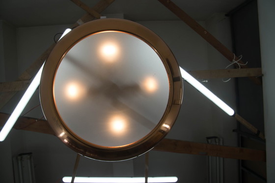 Image 1 of Bauhaus / Functionalistische Koperen Kroonluchter UFO, jaren 1930