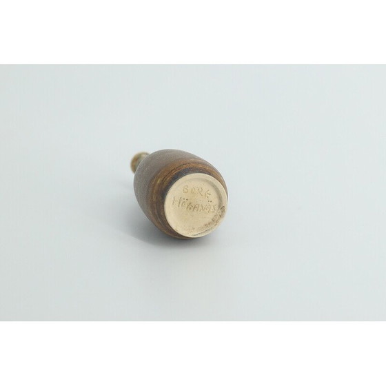 Image 1 of Set van 4 vintage bruin steengoed collectible vazen door Gunnar Borg voor Höganäs Ceramics, Zweden 1960