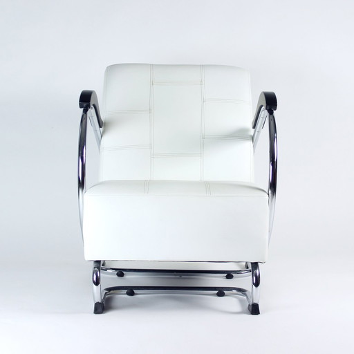 1930S Chroom & Leren Fauteuil Door Hynek Gottwald, Tsjecho-Slowakije