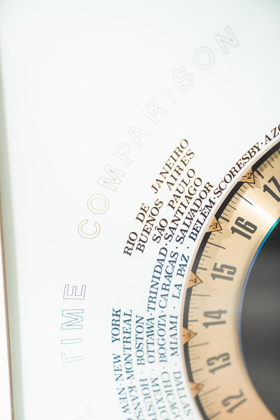 Image 1 of 1980S "Time Comparison" Wereldklok - Unieke 24-uurs internationale tijd wandklok