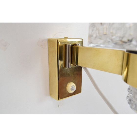 Image 1 of Vintage wandlamp van glas en messing door Lidokov, Tsjecho-Slowakije 1960