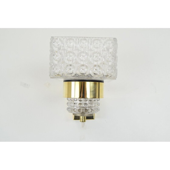 Image 1 of Vintage wandlamp van glas en messing door Lidokov, Tsjecho-Slowakije 1960